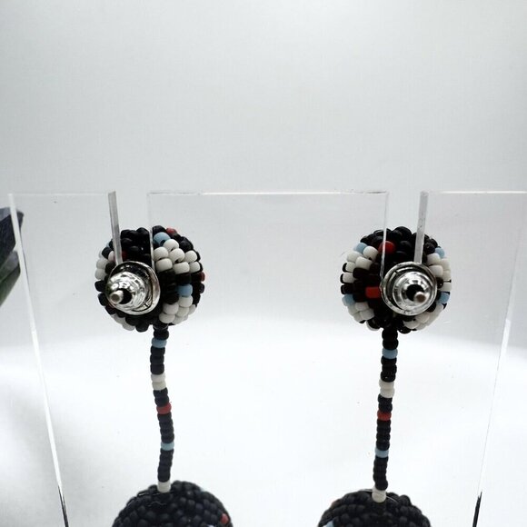 Madewell Black Beaded Southwest Ball Dangling Earrings - Picture 5 of 8